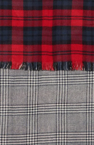 Tasha Houndstooth & Plaid Reversible Scarf In Red