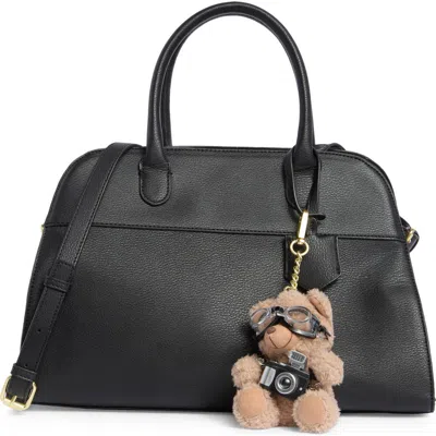Bcbg Structured Satchel Bag With Bear Charm In Black
