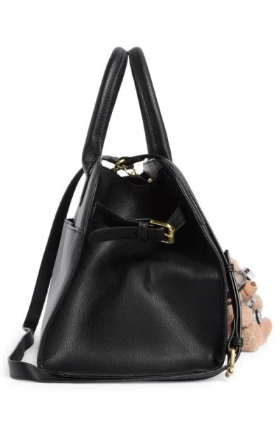 Bcbg Structured Satchel Bag With Bear Charm In Black