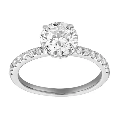 Luvmyjewelry Amore 14k Gold Round Cut Lab Grown Diamond Hidden Halo Engagement Ring In Metallic
