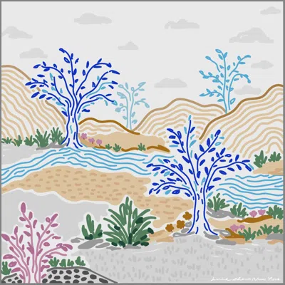 Jessie Zhao New York Women's Grey Silk Bandana Of After Sunset In Multi