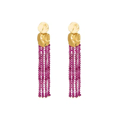 Lavani Jewels Women's Orange / Gold Liliana Fuchsia Earrings In Gold