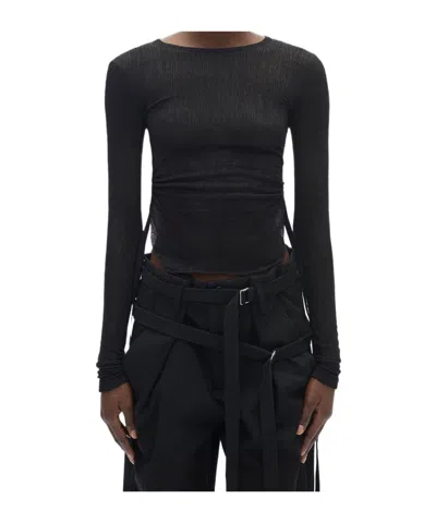 Ann Demeulemeester Long Sleeve Crop Top In Brown