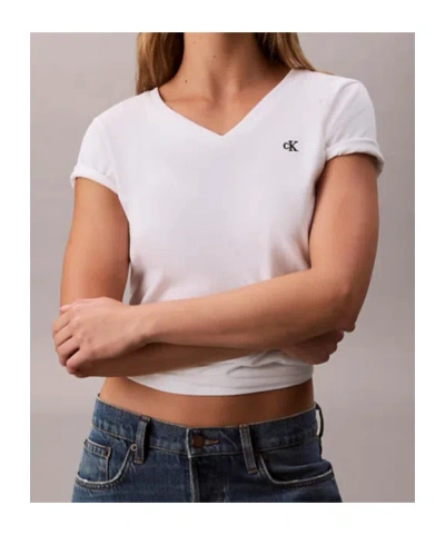 Calvin Klein Jeans Est.1978 Relaxed Monogram V-neck T-shirt In White