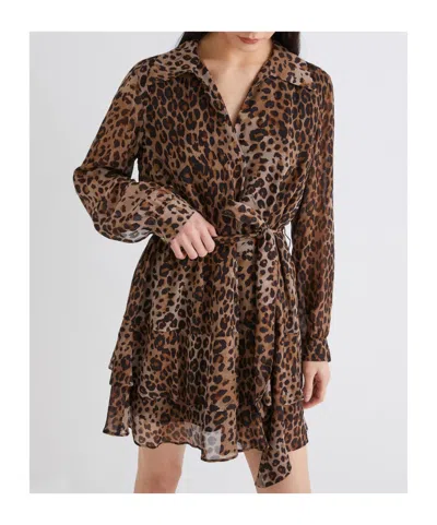 Marella Georgette Flounce Dress - Natural In Brown