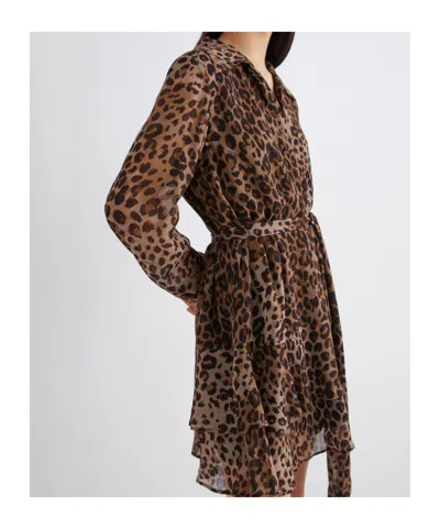 Marella Georgette Flounce Dress - Natural In Brown