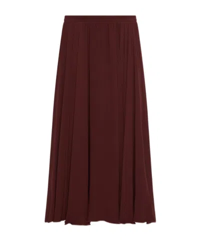 Marella Long Georgette Skirt In Burgundy