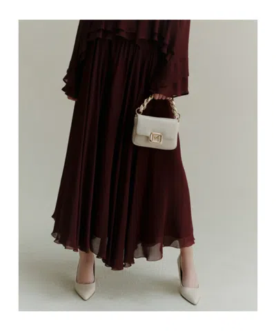 Marella Long Georgette Skirt In Burgundy