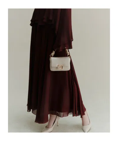 Marella Long Georgette Skirt In Burgundy