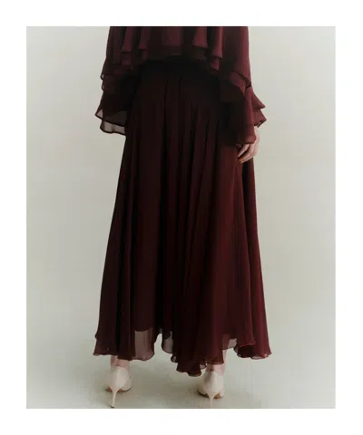 Marella Long Georgette Skirt In Burgundy
