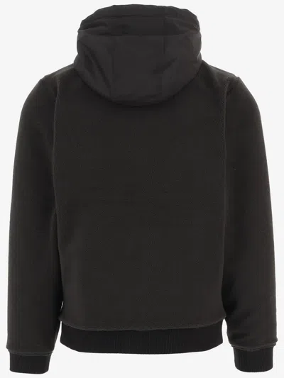 Woolrich Men Black Zip-up Logo Hoodie, L Luxury Sweatshirts & Hoodies For Men Darveys In Black