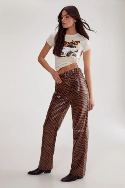 Nasty Gal Zebra Straight Leg Pant In Brown