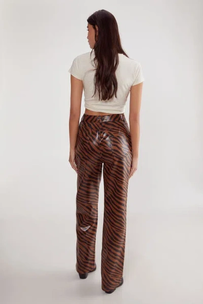 Nasty Gal Zebra Straight Leg Pant In Brown