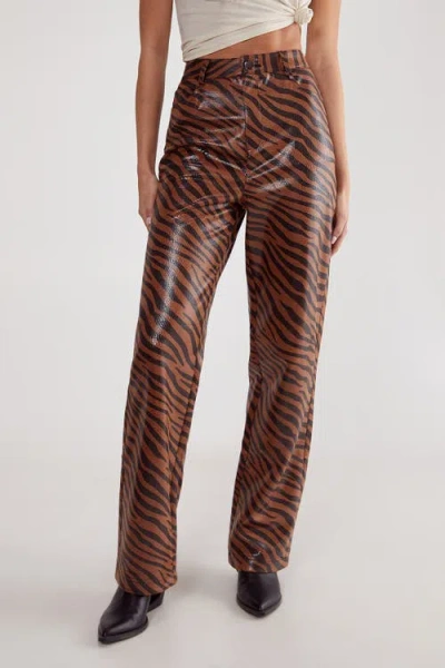 Nasty Gal Zebra Straight Leg Pant In Brown