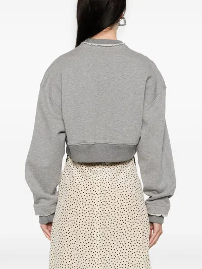 Alexander Mcqueen Alexander Mc Queen Logo Cotton Cropped Sweatshirt In Gray
