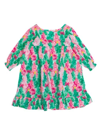 Rufflebutts Girls Holiday Pajama Night Gown In Green