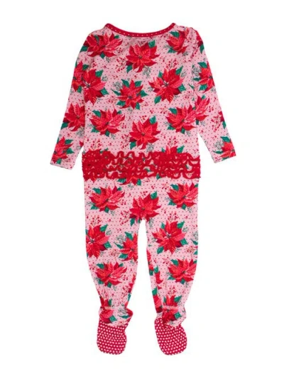 Rufflebutts Softsnooze Girls Holiday Ruffle One Piece Footie Pajamas In Multi