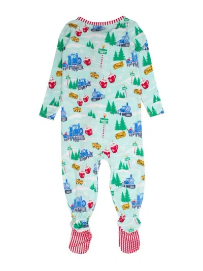 Rufflebutts Softsnooze Gender Inclusive Holiday One Piece Footie Pajamas In Green