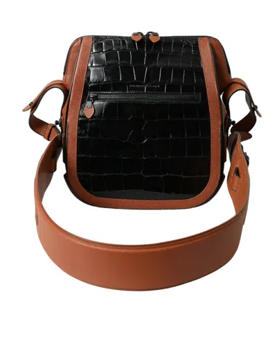 Balenciaga Black Brown Exotic Skin Leather Vertical Crossbody Purse Women's Bag In Multi