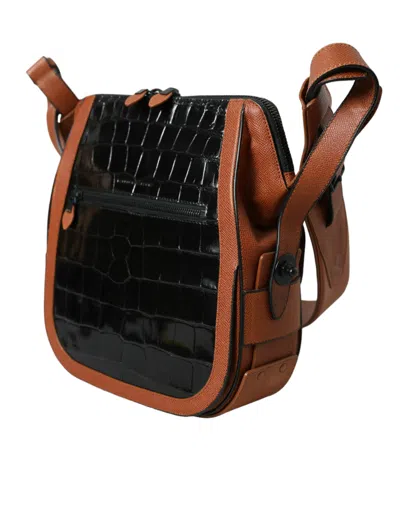 Balenciaga Black Brown Exotic Skin Leather Vertical Crossbody Purse Women's Bag In Multi