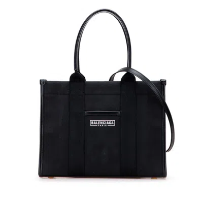 Pre-owned Balenciaga Black Canvas Leather Shoulder Bag Tote Bag ()
