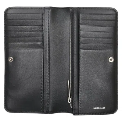 Pre-owned Balenciaga Black Leather Long Wallet (bi-fold) ()