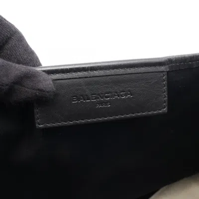 Pre-owned Balenciaga Black White Canvas Leather Tote Bag () In Multi