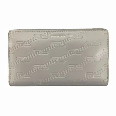 Pre-owned Balenciaga Gray Leather Long Wallet (bi-fold) ()