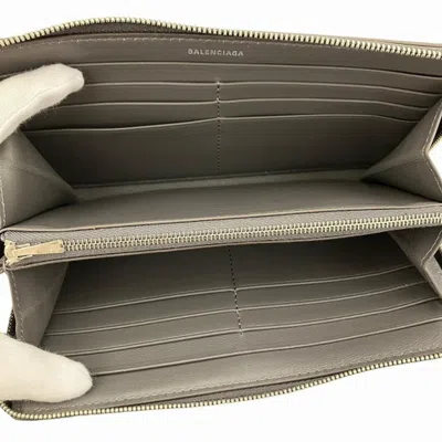 Pre-owned Balenciaga Gray Leather Long Wallet (bi-fold) ()