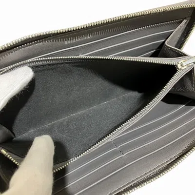 Pre-owned Balenciaga Gray Leather Long Wallet (bi-fold) ()