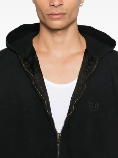Balenciaga Hooded Zip-up Jacket For Men In Black