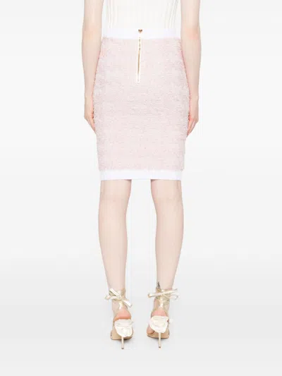 Balmain Tweed Pencil Skirt In Pink