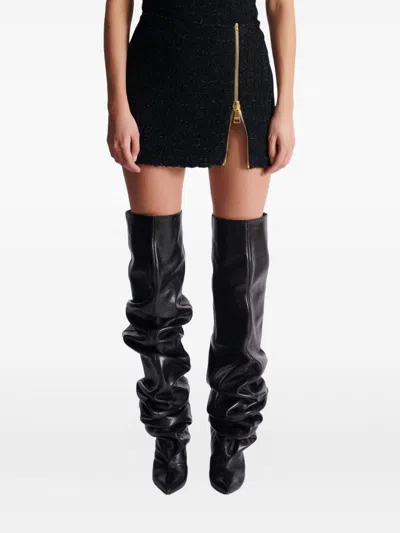 Balmain Tweed Mini Skirt In Black
