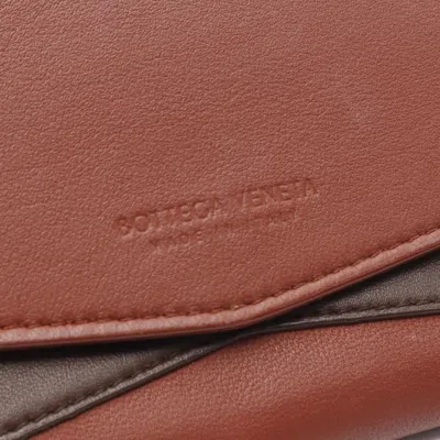 Pre-owned Bottega Veneta Brown Red Color Leather Long Wallet (bi-fold) () In Multi