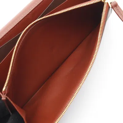 Pre-owned Bottega Veneta Brown Red Color Leather Long Wallet (bi-fold) () In Multi