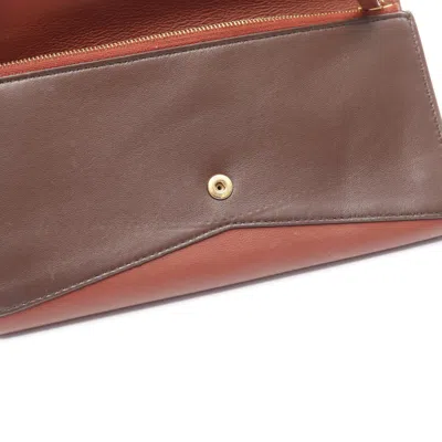 Pre-owned Bottega Veneta Brown Red Color Leather Long Wallet (bi-fold) () In Multi