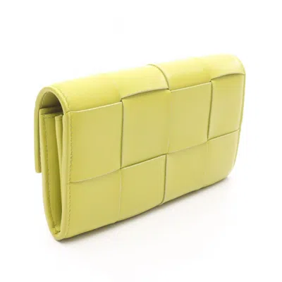 Pre-owned Bottega Veneta Green Leather Long Wallet (bi-fold) ()