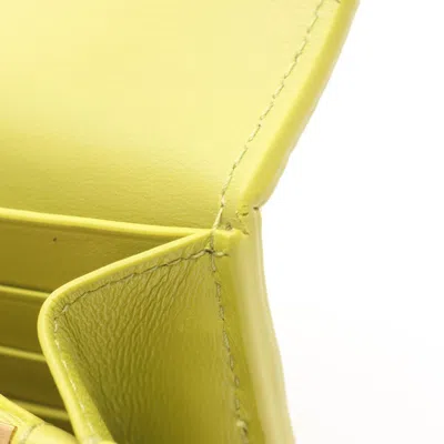 Pre-owned Bottega Veneta Green Leather Long Wallet (bi-fold) ()