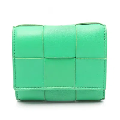 Pre-owned Bottega Veneta Green Leather Wallet (tri-fold) ()
