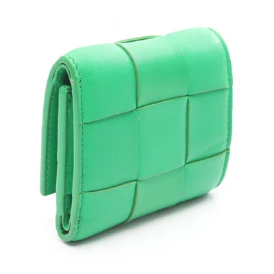Pre-owned Bottega Veneta Green Leather Wallet (tri-fold) ()