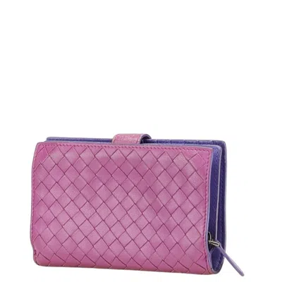 Pre-owned Bottega Veneta Intrecciato Purple Leather Wallet (bi-fold) ()