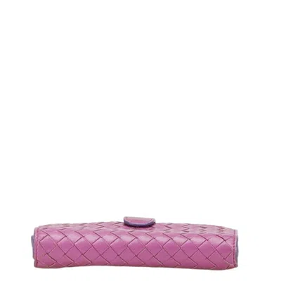 Pre-owned Bottega Veneta Intrecciato Purple Leather Wallet (bi-fold) ()