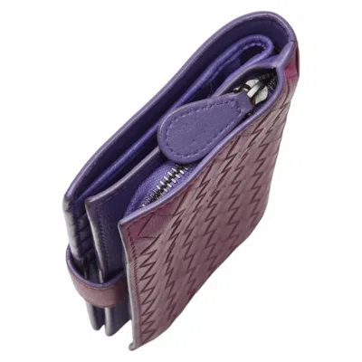 Pre-owned Bottega Veneta Intrecciato Purple Leather Wallet (bi-fold) ()