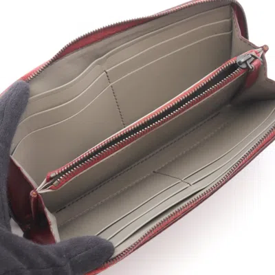 Pre-owned Bottega Veneta Red Color Leather Long Wallet (bi-fold) ()