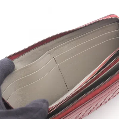 Pre-owned Bottega Veneta Red Color Leather Long Wallet (bi-fold) ()