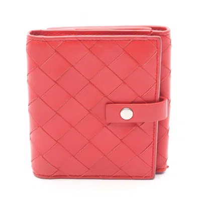 Pre-owned Bottega Veneta Red Color Leather Wallet (bi-fold) ()