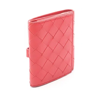 Pre-owned Bottega Veneta Red Color Leather Wallet (bi-fold) ()