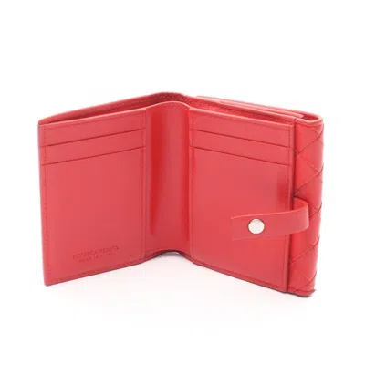 Pre-owned Bottega Veneta Red Color Leather Wallet (bi-fold) ()