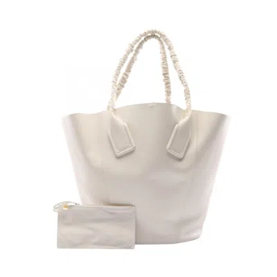 Pre-owned Bottega Veneta White Leather Basket Tote Bag ()