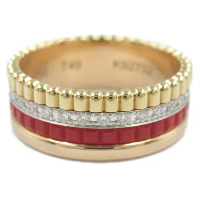 Pre-owned Boucheron Clear Red Color Yellow Gold (18k) Pink Gold (18k) White Gold (18k) Ceramic Band Ring (pre-